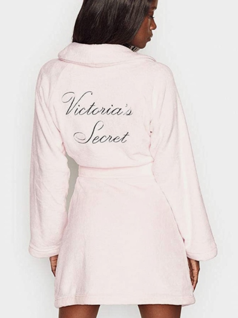 Victoria's Secret Embroidered Iconic Pink Plush Robe